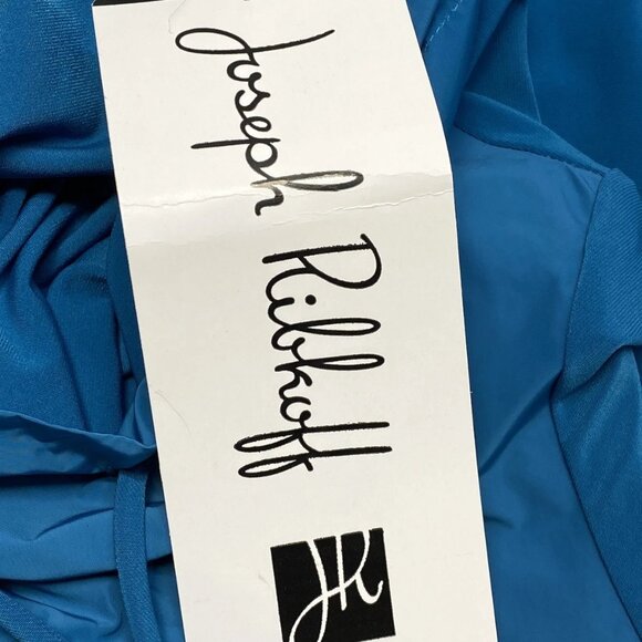 NEW JOSEPH RIBKOFF Shift Midi Dress Pacific Blue Size 10 Drawstring Cowl Neck - Picture 5 of 11